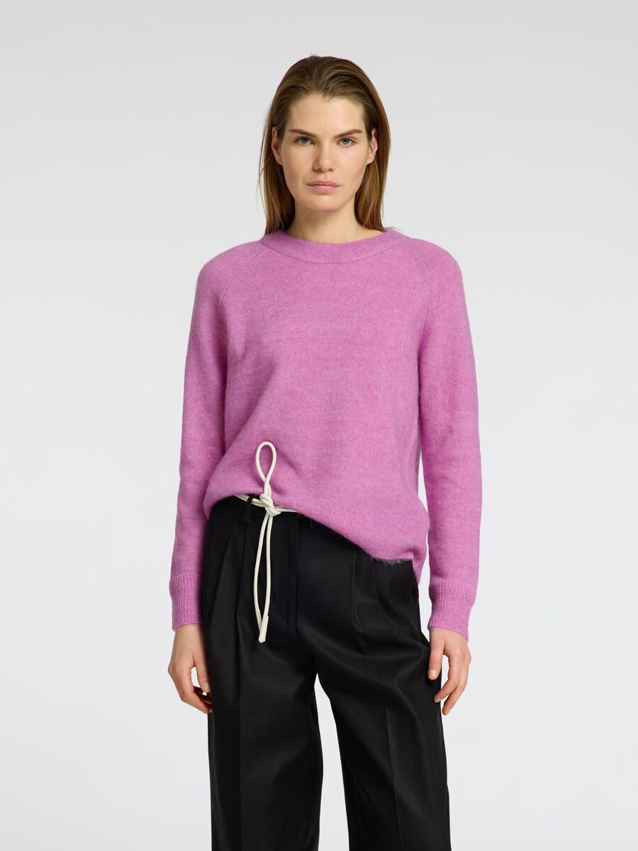 Lulu O-Neck Strikket Genser - Rosa/ First Bloom